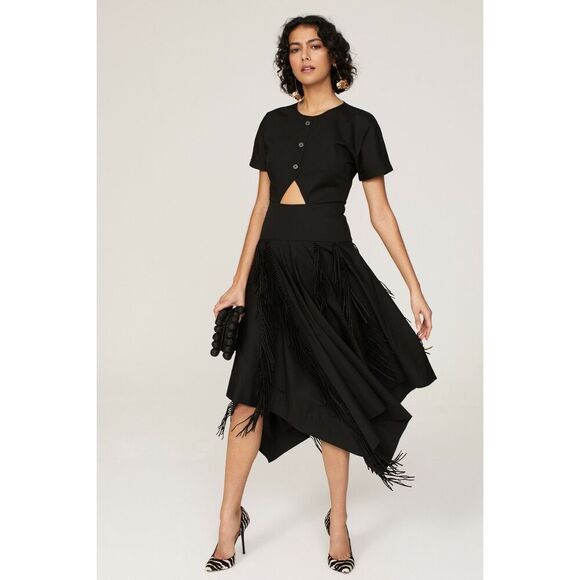 Bibhu Mohapatra x RTR Cutout Fringe Dress 💚 - Picture 1 of 9